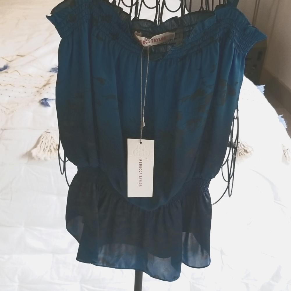 NWT Rebecca Taylor Sunset Birds Top